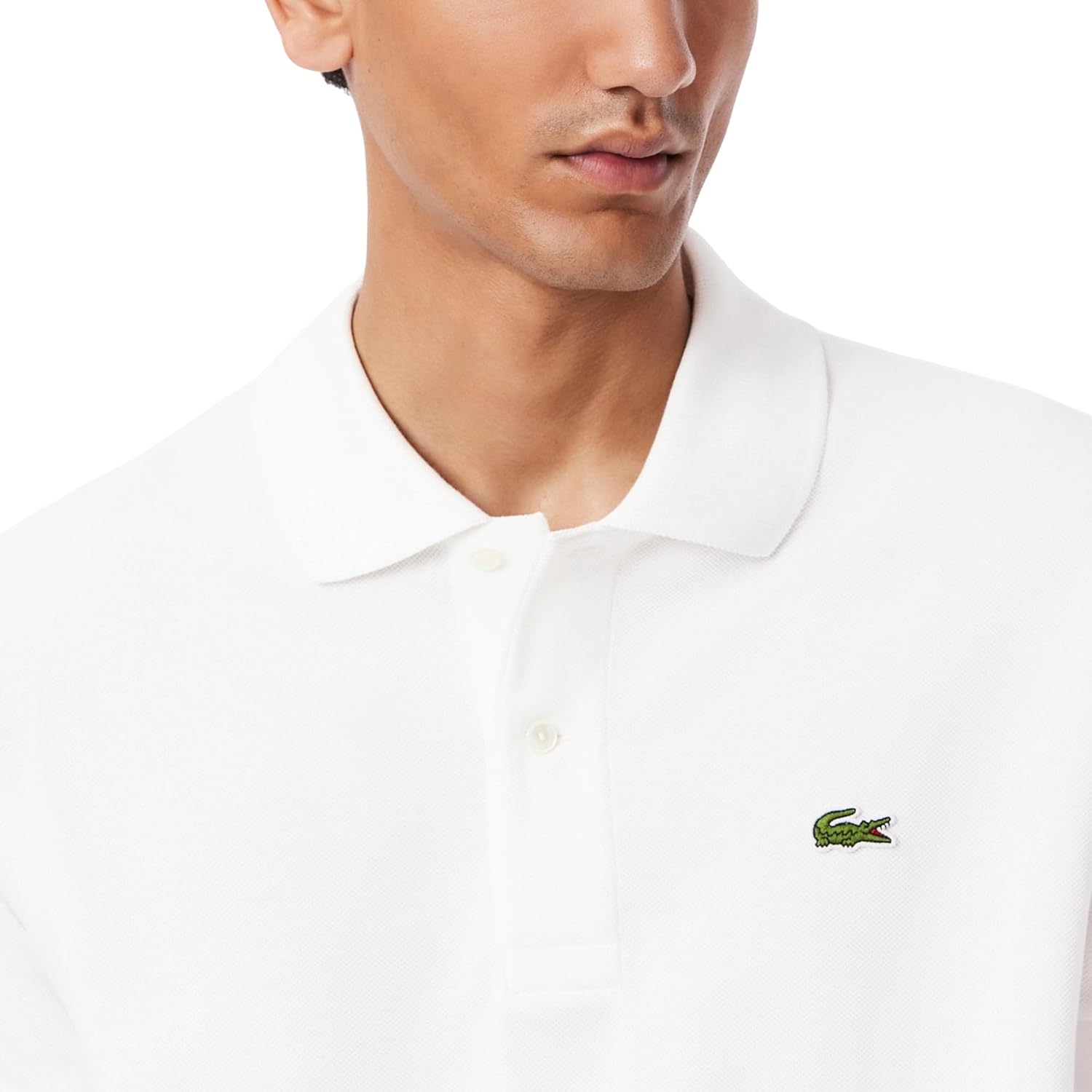 Футболка-поло Lacoste, мужская, классическая, из плотного пике, White — фото 2