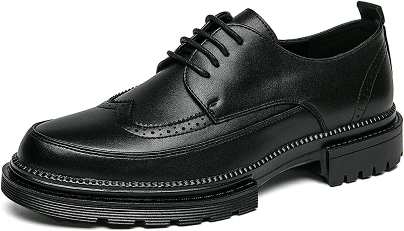 

Мужские броги с массивным каблуком на платформе, классические оксфорды на шнуровке для работы, офиса и свадьбы Abborora, черный