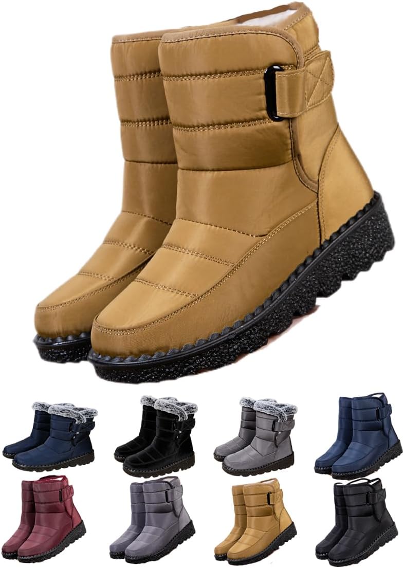 

Водонепроницаемые зимние снежные ботинки - утепленные мехом снежные ботинки - легкие противоскользящие кроссовки для тренировок и прогулок на улице - модная обувь для путешествий Generic, хаки