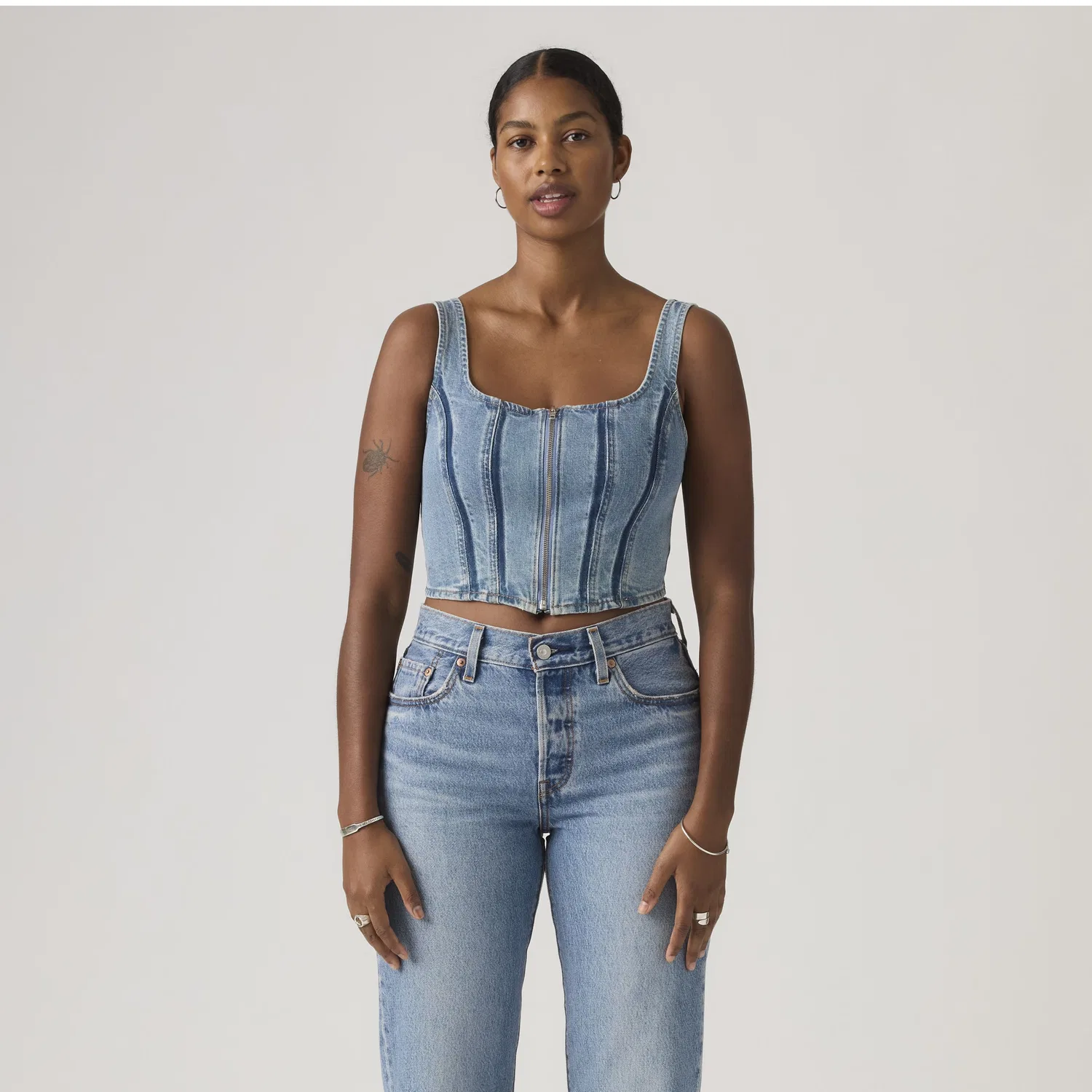Топ-бюстье с молнией и швом Levi's, Medium Wash — фото 3