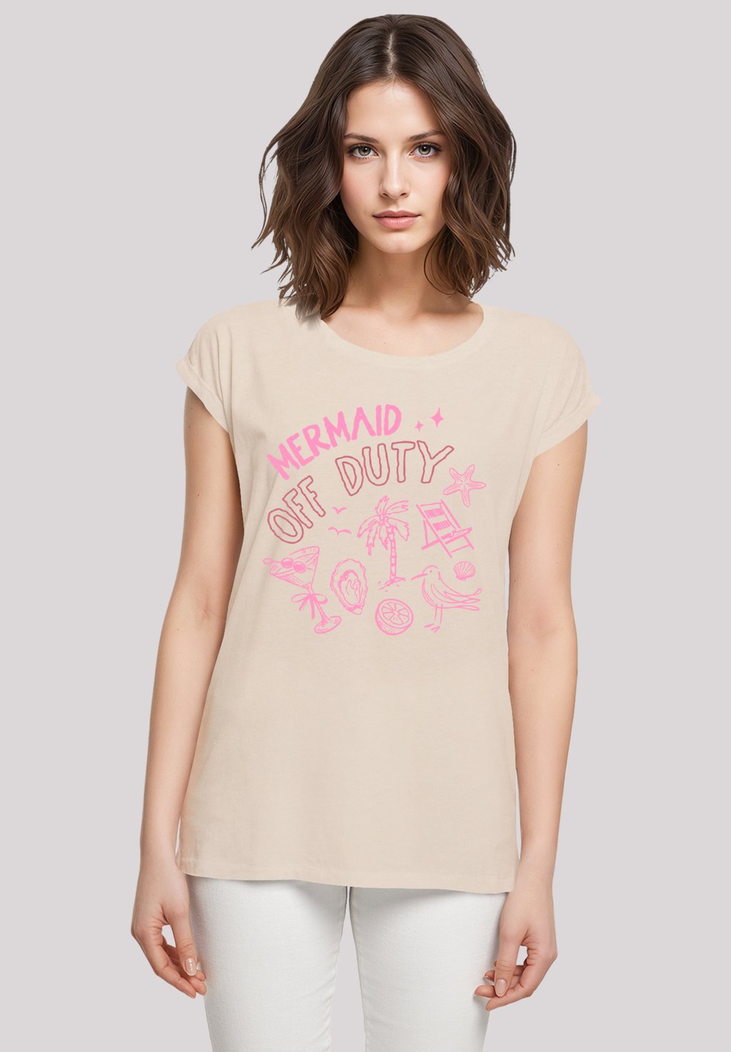 

Футболка с принтом MERMAID OFF DUTY F4NT4STIC, песочный