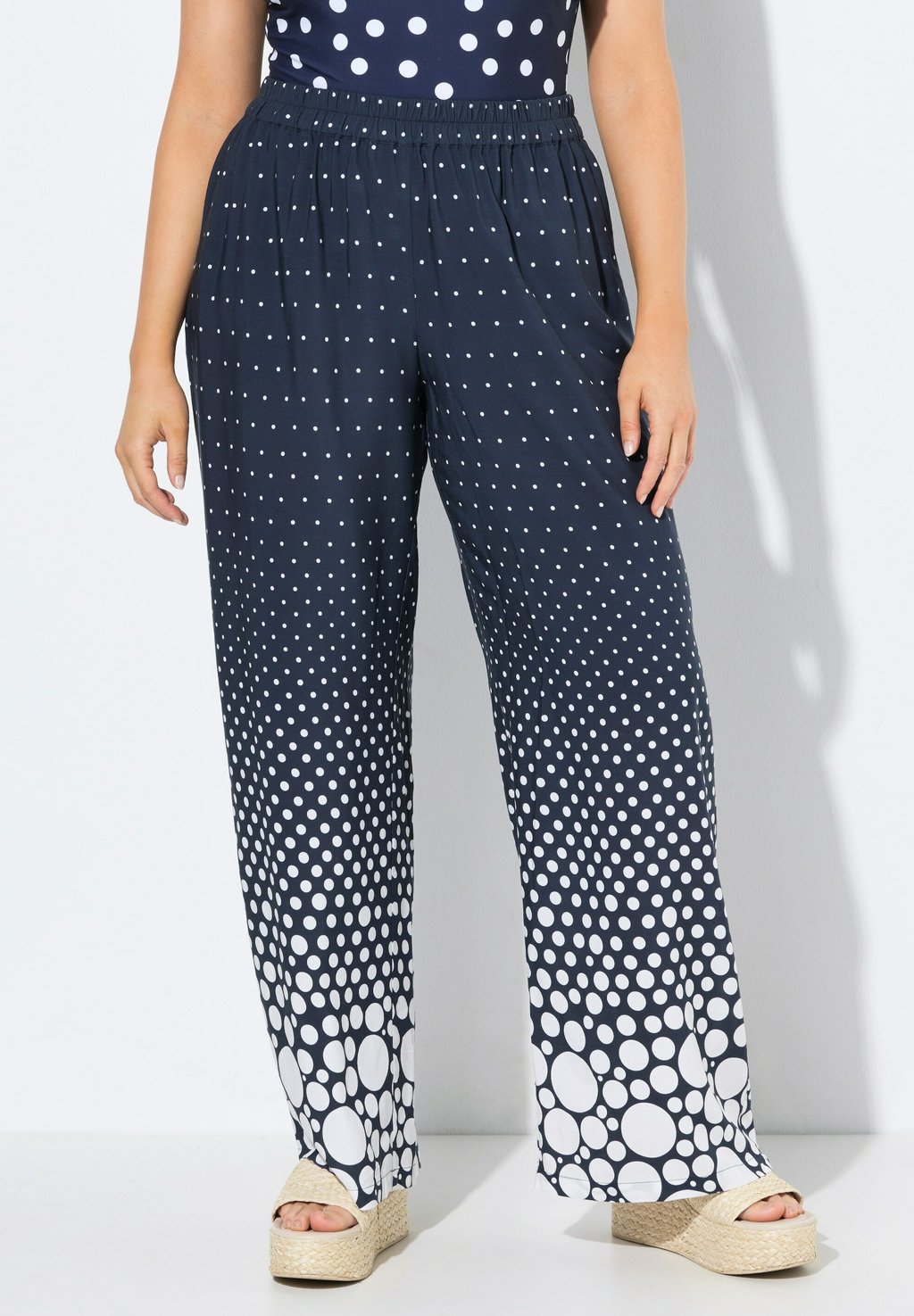 

Брюки DOT GRADIENT WIDE ELASTIC WAIST PALAZZO Ulla Popken, темно-синий