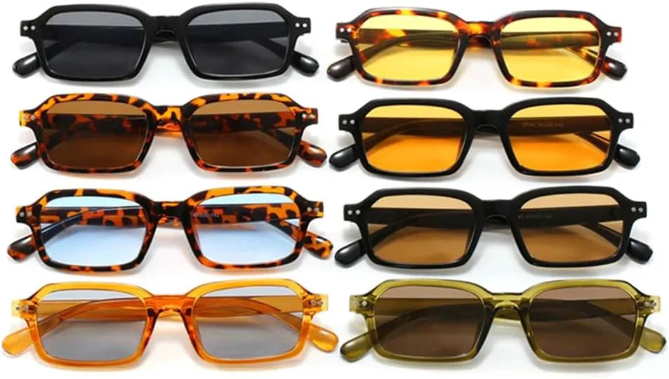 

Ретро-солнцезащитные очки маленького прямоугольного размера для женщин, желто-синие, с защитой от УФ-излучения UV400, для мужчин, с заклепками, в стиле панк VFDHN, 5