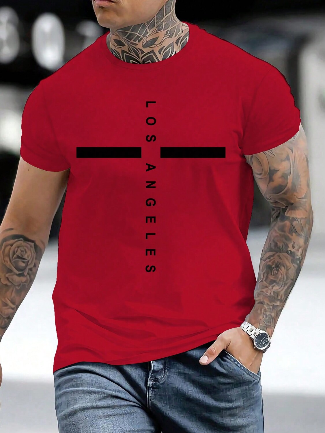 

Футболка мужская Manfinity Homme с буквенным принтом, красный