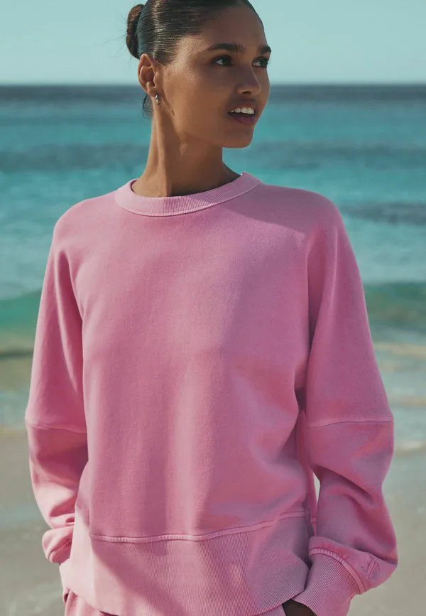 Свитшот с круглым вырезом и эффектом потертости Next, Fluro Pink — фото 3