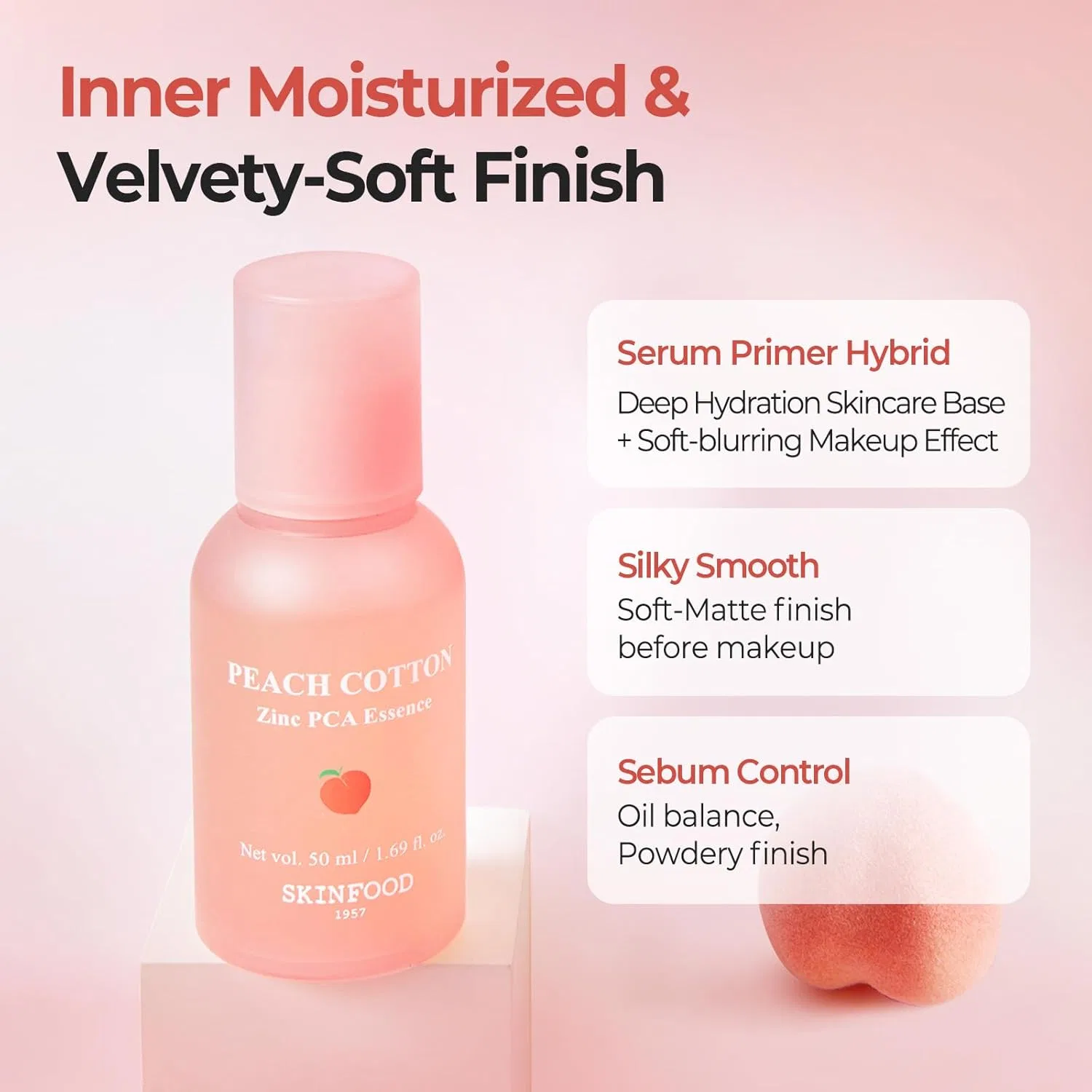 Эссенция Skinfood 1957 — Увлажняющая Peach Cotton Zinc PCA Essence, 50 мл — фото 4