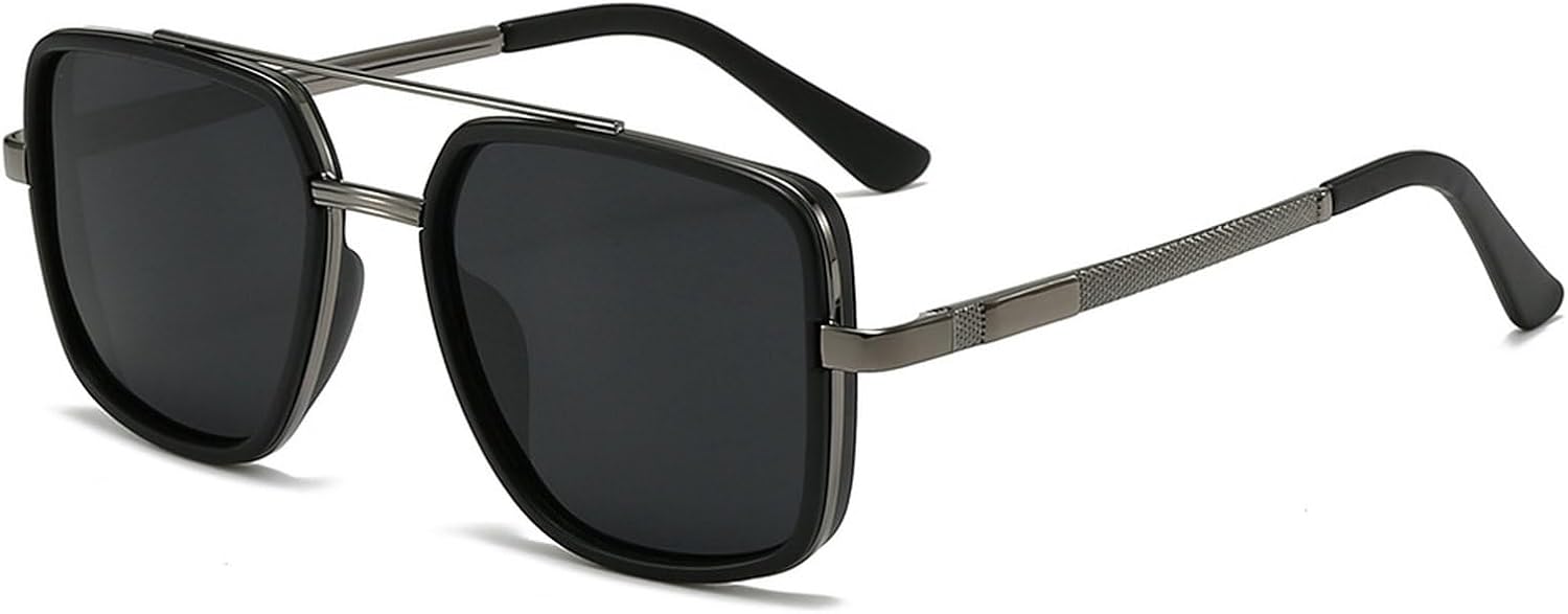 

Ретро поляризованные солнцезащитные очки-пилот для женщин и мужчин в винтажном стиле 70-х годов, с двойной перемычкой, металлической оправой и квадратной формой mincl, C3