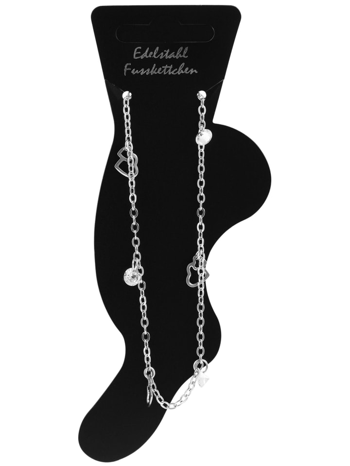 

Adeliás Женский браслет из нержавеющей стали со стразами, 25 см, серебристый