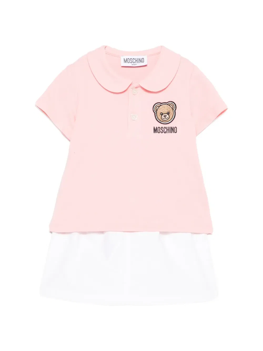 Поло-Рубашка с воротником "Питер Пан" и платье в виде плюшевого мишки Moschino Kids, белый