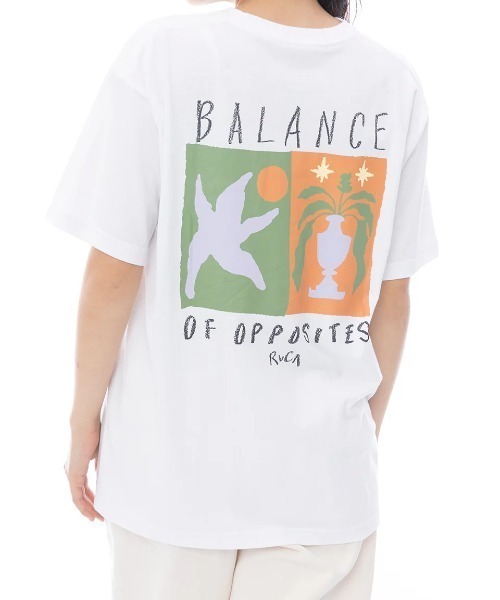 

Женская футболка свободного кроя с коротким рукавом и принтом на спине RVCA, белый