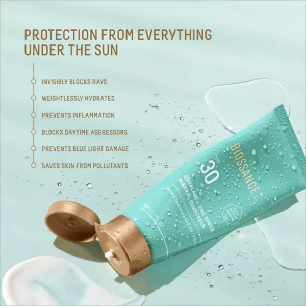Увлажняющий минеральный солнцезащитный крем для лица с цинком spf 30 с эктоином + скваланом Biossance — фото 2