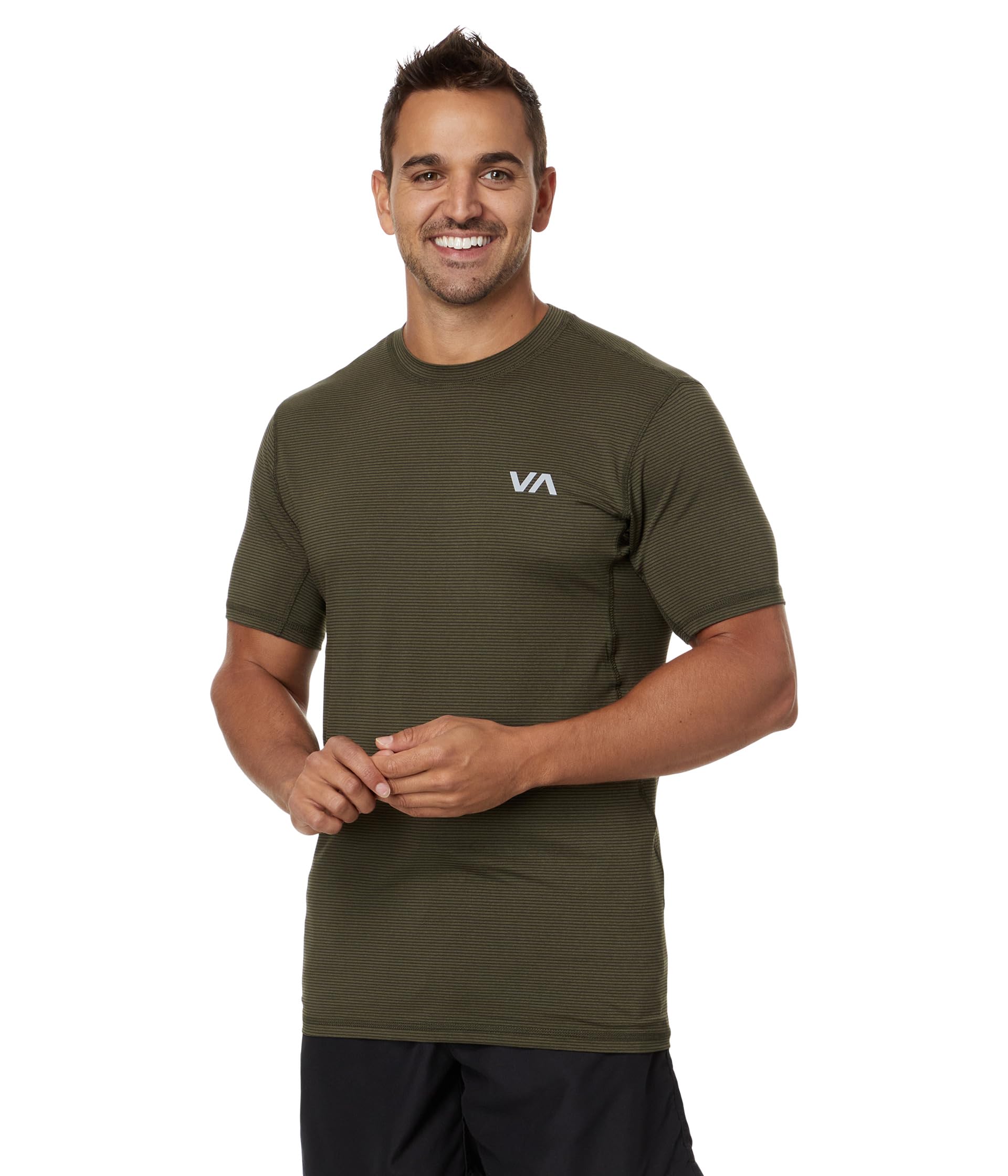 

Футболка RVCA Sport Vent Stripe Short, цвет Olive Stripe