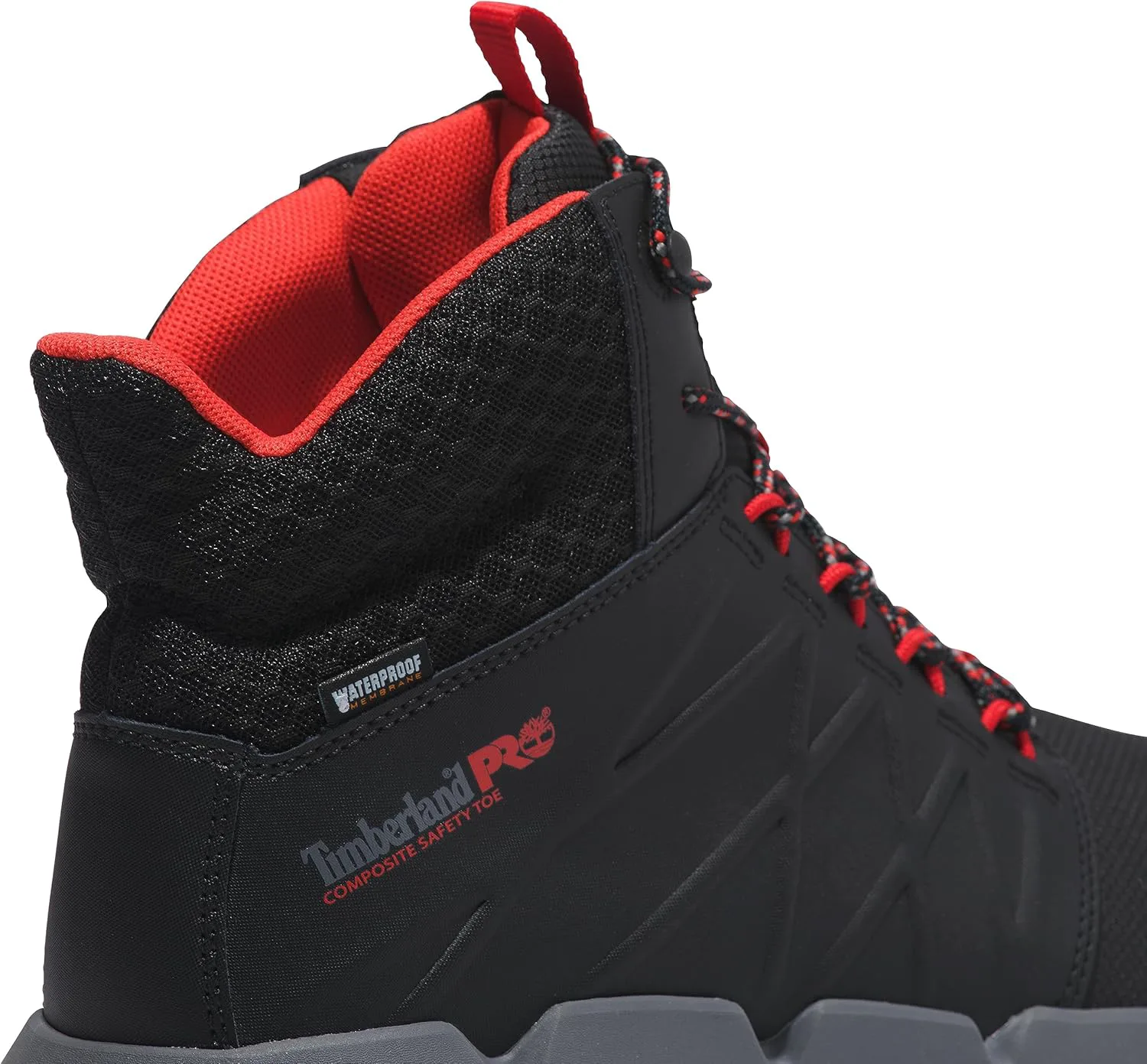 Мужские кроссовки-ботинки Timberland PRO Morphix 6" с композитным защитным носком, водонепроницаемые, в индустриальном стиле, для повседневной носки, черный/красный — фото 3