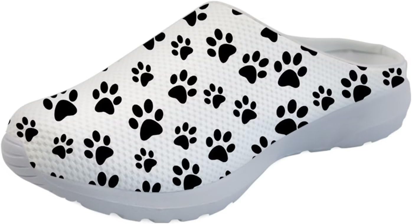 

Мужские сандалии GLENLCWE, женские прогулочные мюли, кроссовки, сетчатые мягкие садовые сабо, легкая обувь для душа и воды с поддержкой свода стопы, Black Dog Paw Print