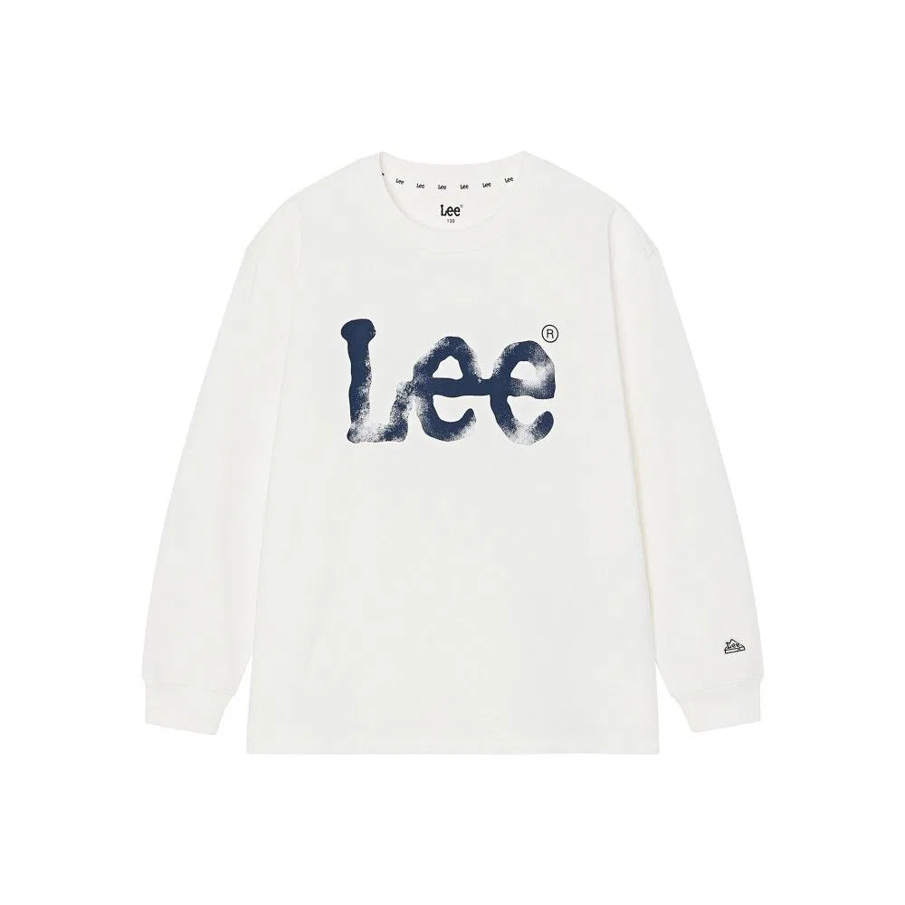 Детская футболка с длинным рукавом и логотипом-спреем белая от Lee Kids