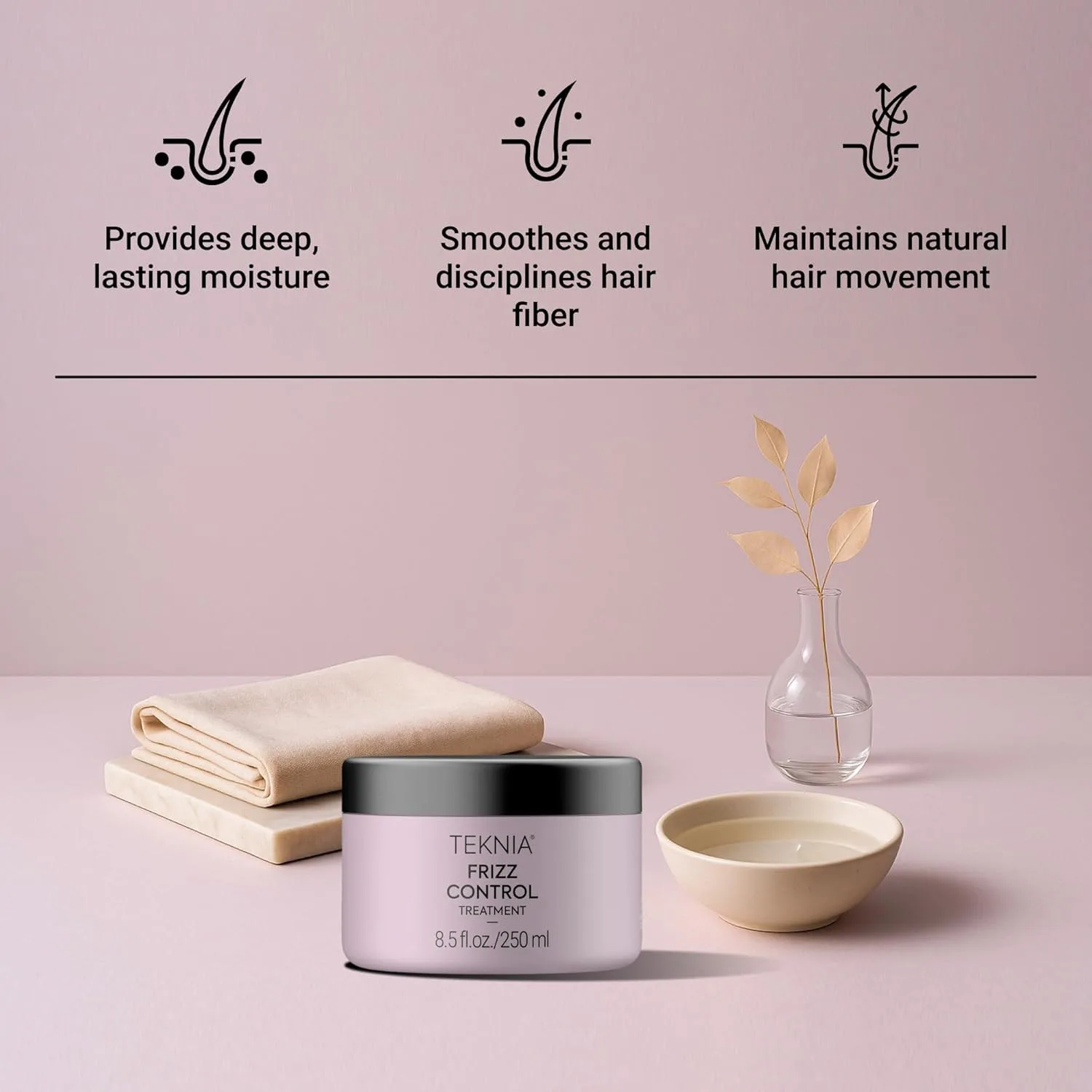 Средство для контроля пушистости волос LAKMÉ Teknia Frizz Control Treatment, средство против пушистости для вьющихся и пушистых волос, 8,5 жидких унций. — фото 3