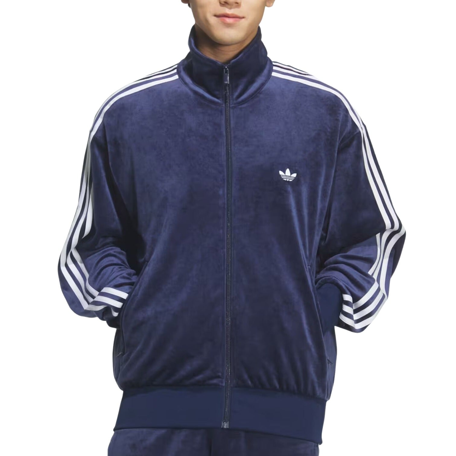 Спортивная велюровая куртка Adidas Firebird 'Night Indigo' — фото 2