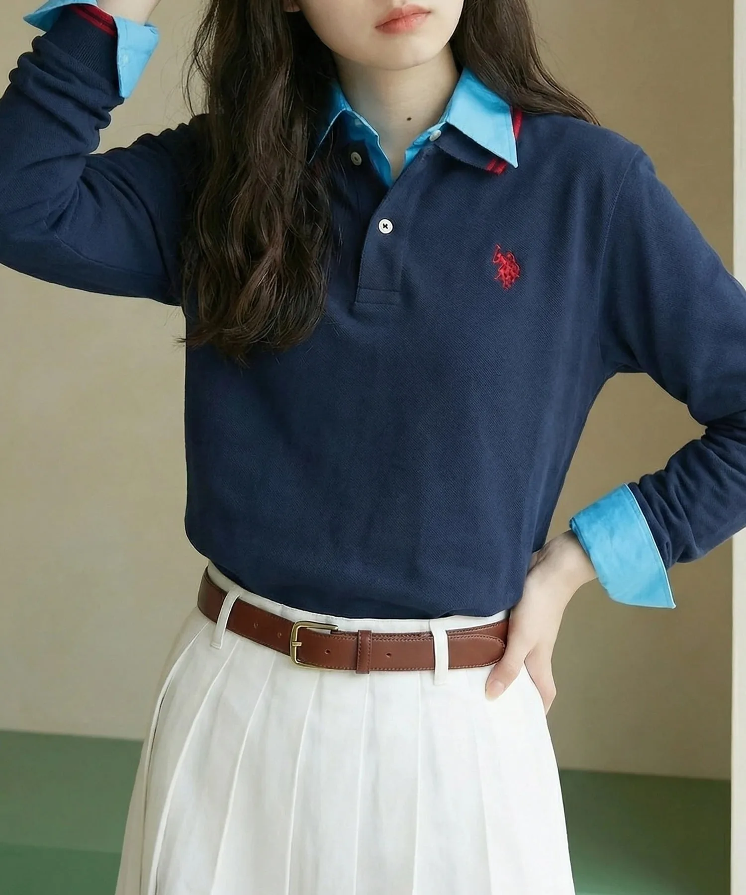 Футболка-поло с длинным рукавом US POLO ASSN./Tipline, унисекс. U.S. Polo Assn., NVY — фото 2