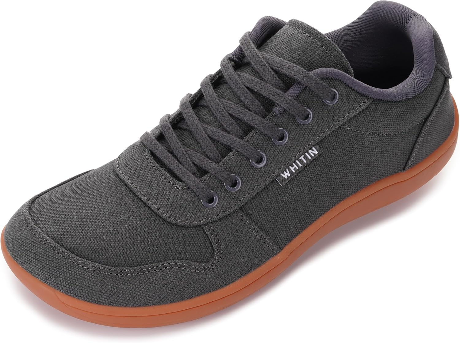 

Мужские широкий обувь WHITIN, Стильные минималистичные кеды из ткани, Подошва с нулевым перепадом, серый