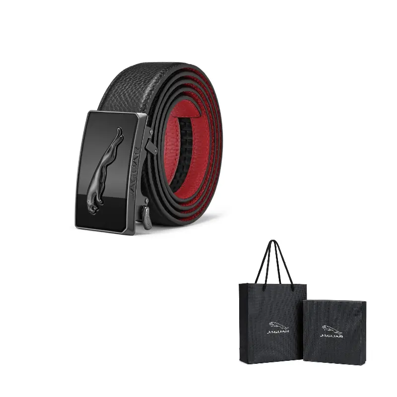 

JAGUAR Кожаный ремень мужской 3.5 см, Black-Red Strap