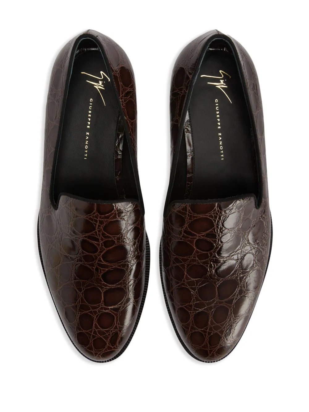 Лоферы Gatien с тиснением под крокодила Giuseppe Zanotti, коричневый — фото 4