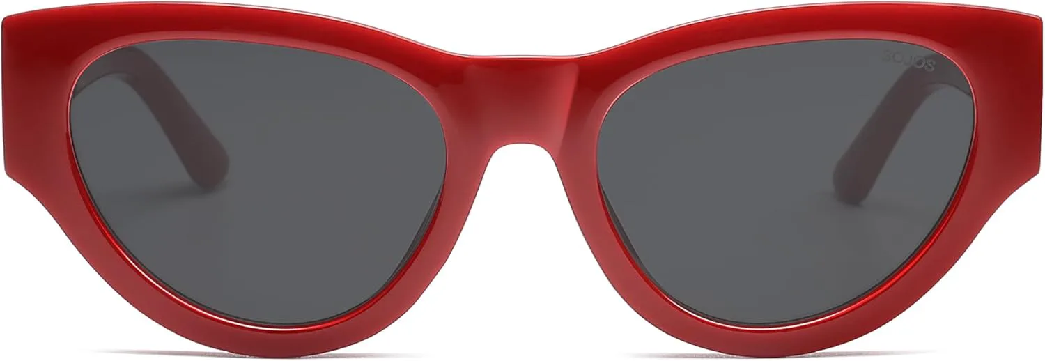 

Солнцезащитные очки SOJOS «Кошачий глаз» для женщин и мужчин, ретро-стиль 90-х, модные дизайнерские солнцезащитные очки «Кошачий глаз» SJ2332, Red,silver,gery