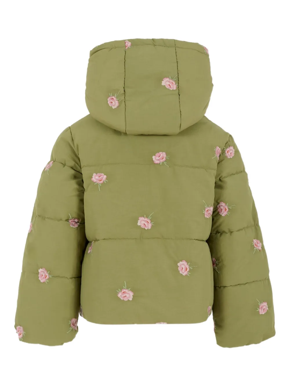 Пуховик с цветочным принтом Stella Mccartney Kids, зеленый — фото 2