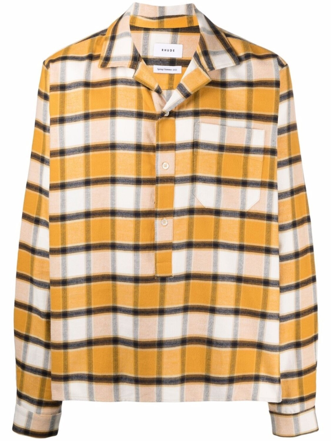 

RHUDE клетчатая рубашка на пуговицах, желтый