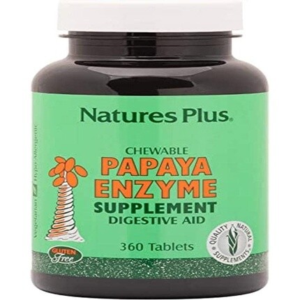 

NaturesPlus Фермент папайи Полностью натуральная добавка для улучшения пищеварения 360 Жевательные таблетки 6 мг Папаина Nature's Plus