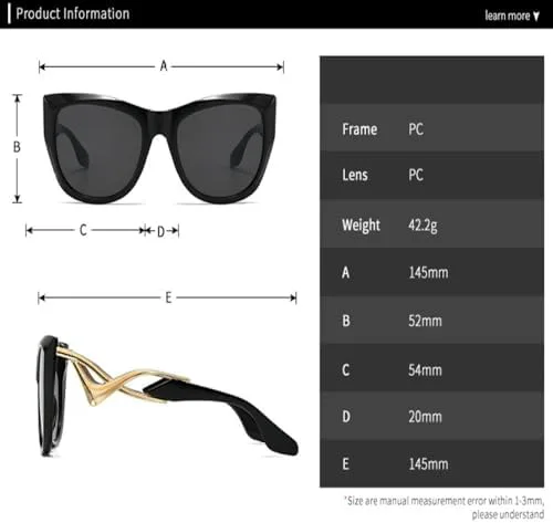 

Модные солнцезащитные очки для женщин и мужчин. Современные женские солнцезащитные очки с металлическими дужками, защита от УФ-излучения UV400 MTZJH, Black Black