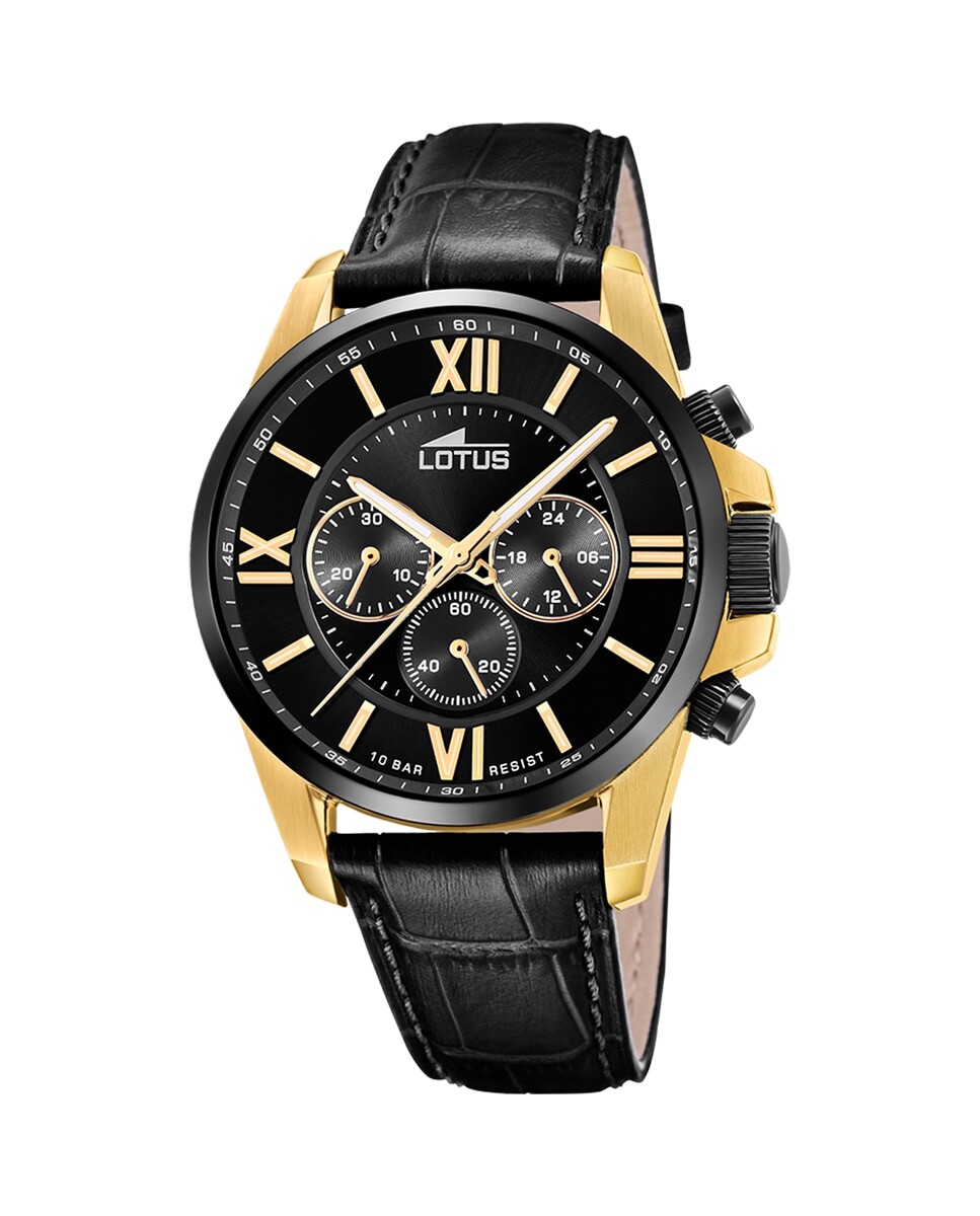 

Мужские часы 18882/1 Chrono черные кожаные LOTUS, черный