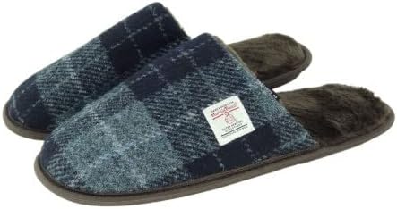 Тапочки Glen Appin Harris Tweed в серо-черную клетку- подарок для мужчин, initial — фото 2