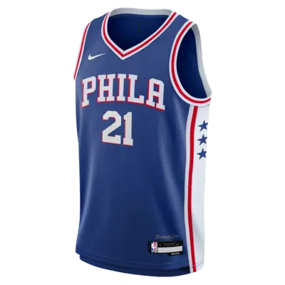 Джерси Nike Joel Embiid Philadelphia 76ers 2023/24 Icon Edition, цвет Rush Blue