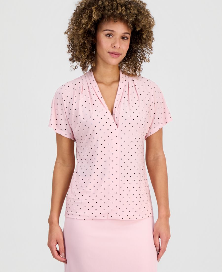 

Женская блузка с принтом и рукавами-крылышками Kasper, Tutu Pink/black