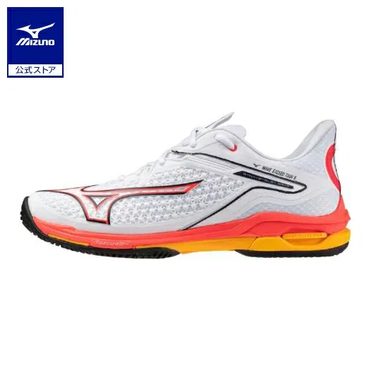 Теннисные кроссовки для всех типов покрытий «Wave Exceed Tour 6 AC» от Mizuno, White X Coral X Citrus