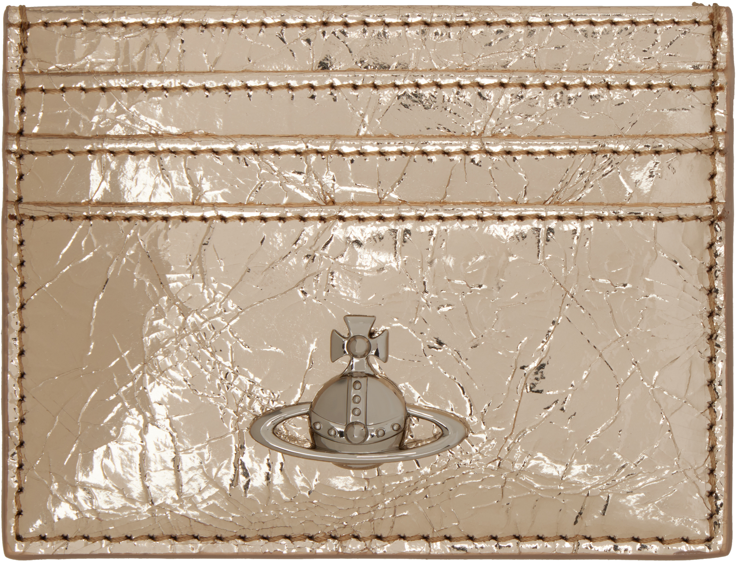 

Плоский металлический держатель для карт с мятым узором Vivienne Westwood, Gold