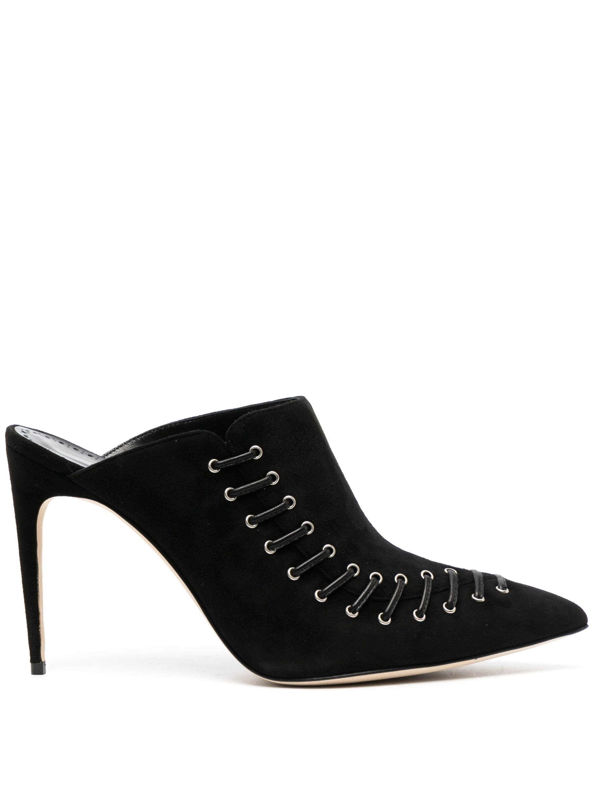Мано́ло Бла́ник Черные замшевые Dobre 105 мюли на каблуке Manolo Blahnik