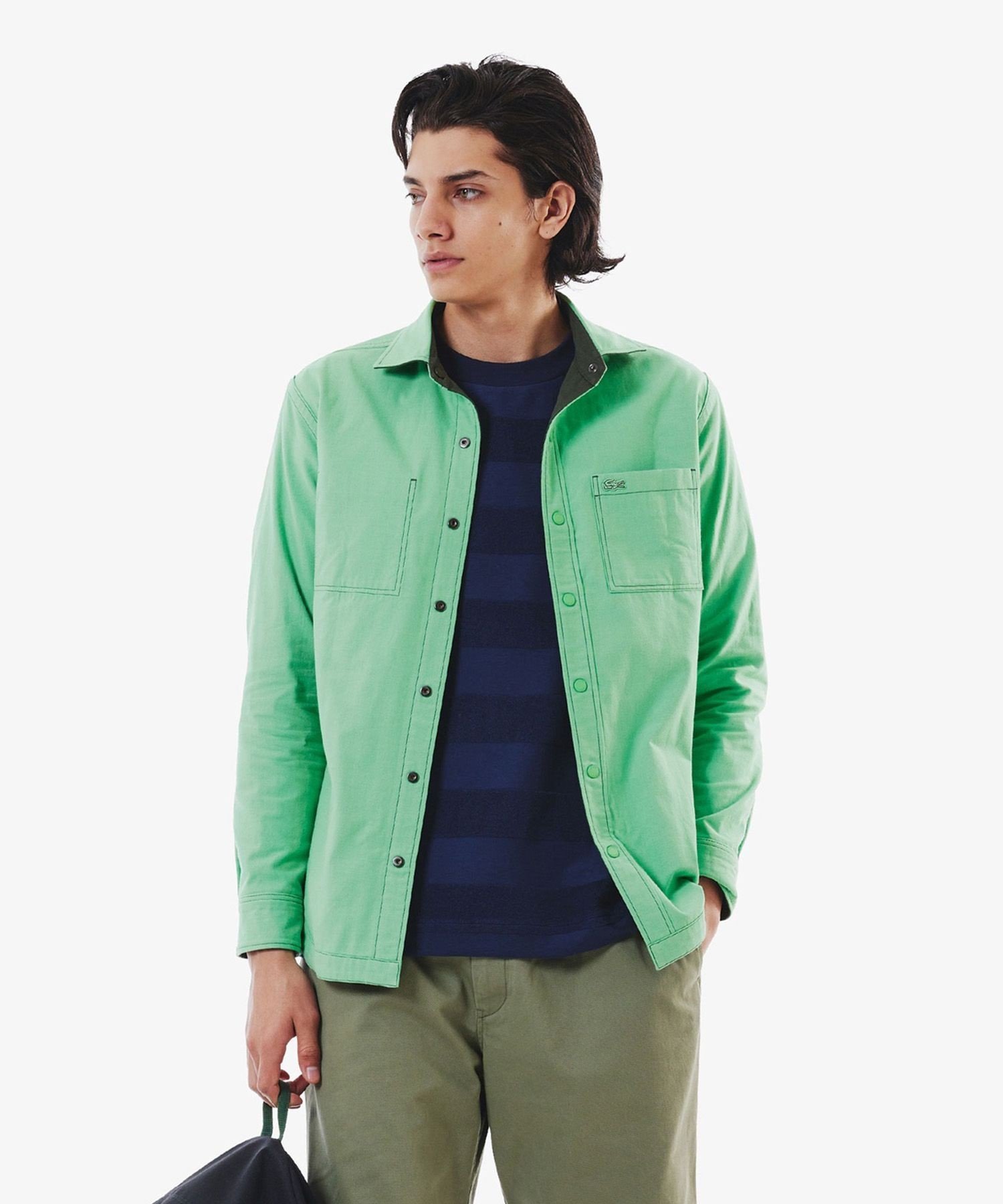 Двусторонняя рубашка на пуговицах LACOSTE, Dark Green — фото 3