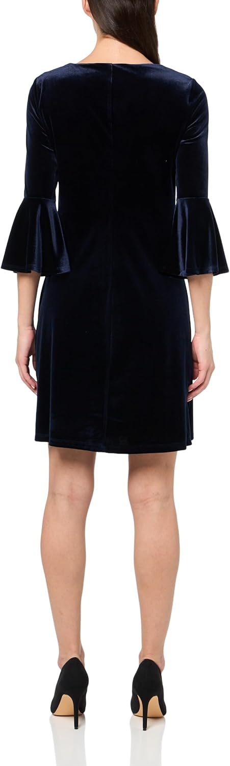Женское платье-трапеция Tommy Hilfiger с длинными рукавами и круглым вырезом, Magnificent Navy — фото 2