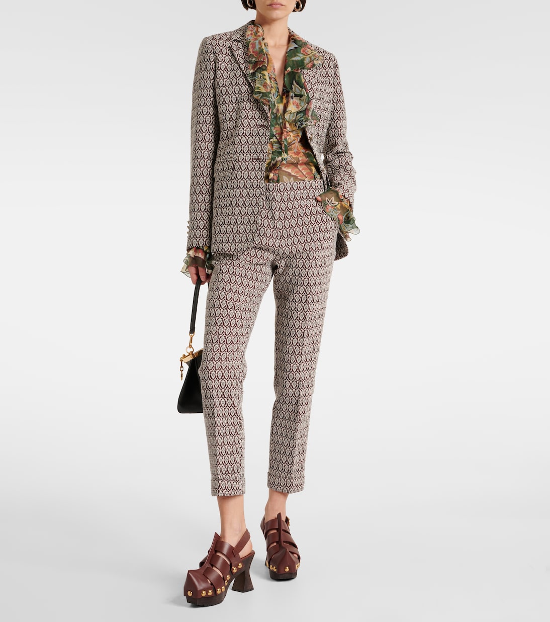 Укороченные брюки из хлопковой смеси с принтом Etro, Multicolour On Beige Base — фото 2