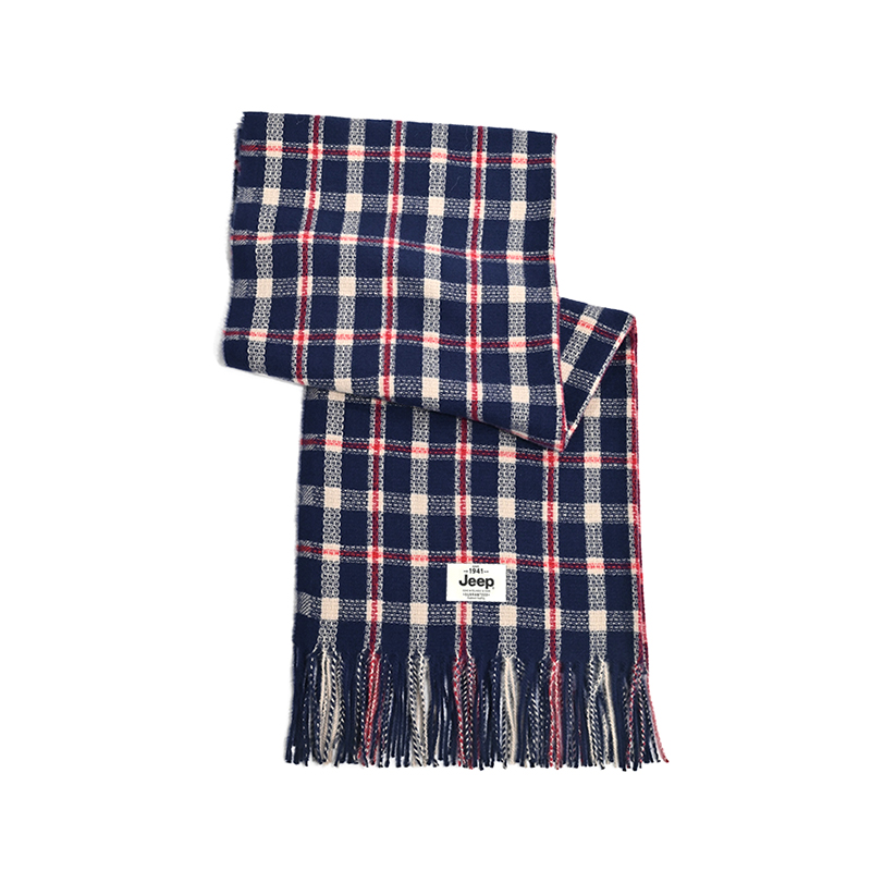 

Шарф из полиэстера Unisex Jeep, синий красный plaid
