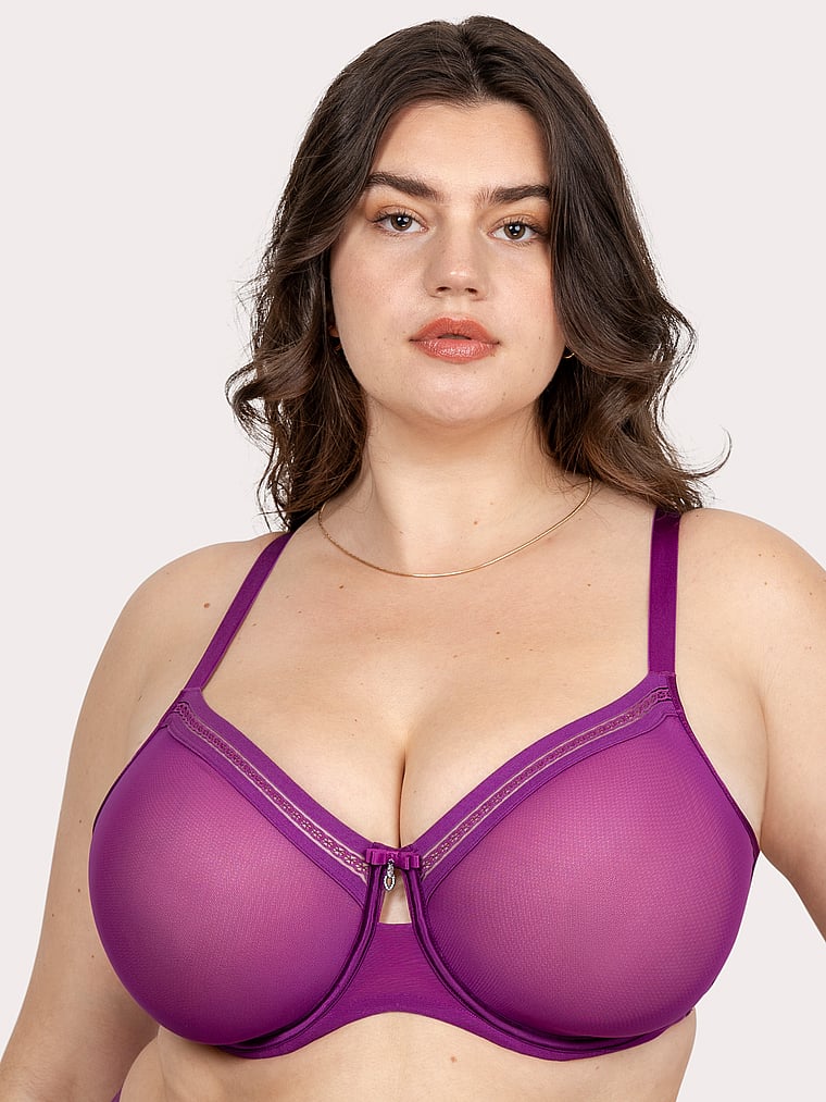 

Бюстгальтер из прозрачной сетки без подкладки Curvy Couture, цвет berry bliss