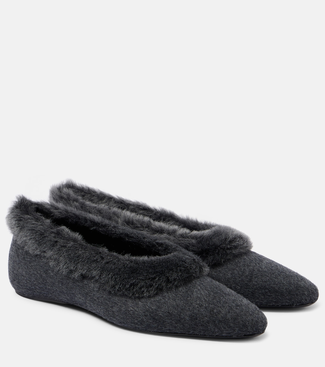 Балетки на подкладке из овчины Toteme, Dark Grey Melange