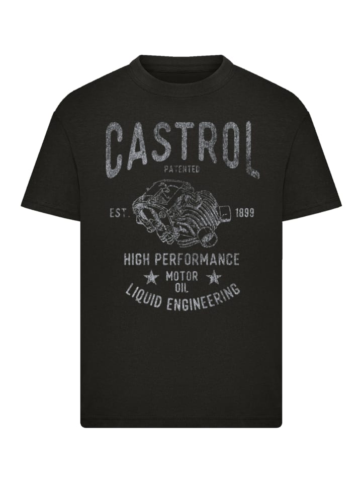 

F4NT4STIC Футболка Castrol Retro Engine черного цвета, Черный, F4NT4STIC Футболка Castrol Retro Engine черного цвета