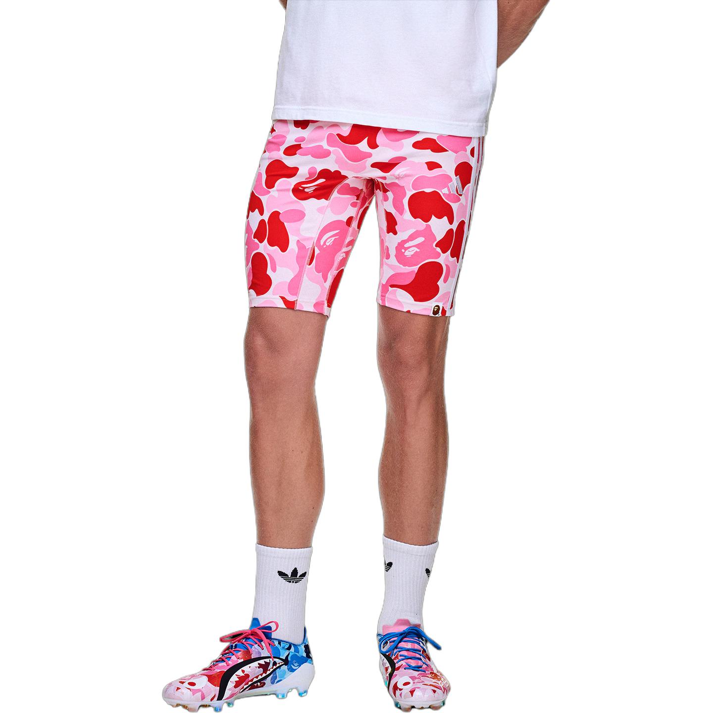 A BATHING APE FB Tights спортивные шорты unisex Adidas, розовый/ярко-красный/белый — фото 3