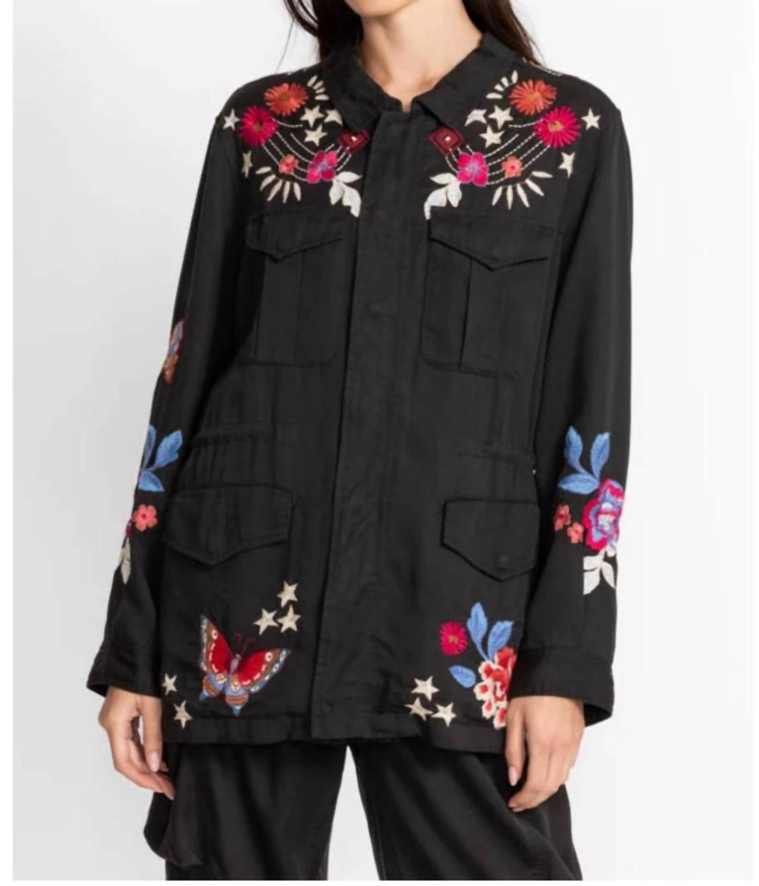 

Куртка в стиле милитари Mika на шнурке черного цвета Johnny Was