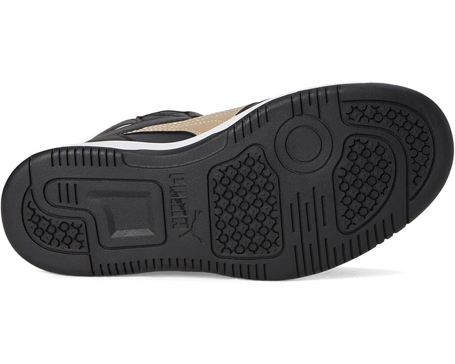 Кроссовки PUMA Kids Rebound Layup Mid Hook And Loop, цвет Puma Black/Puma Gold/Puma White — фото 3