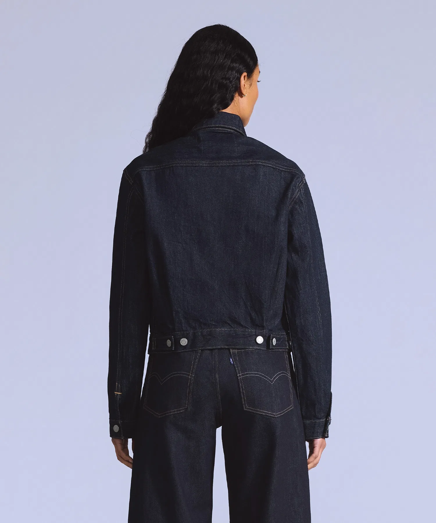 Джинсовая куртка Levi's TYPE II Trucker Jacket, темно-синего цвета, цвет RINSE, произведено в Японии. — фото 2