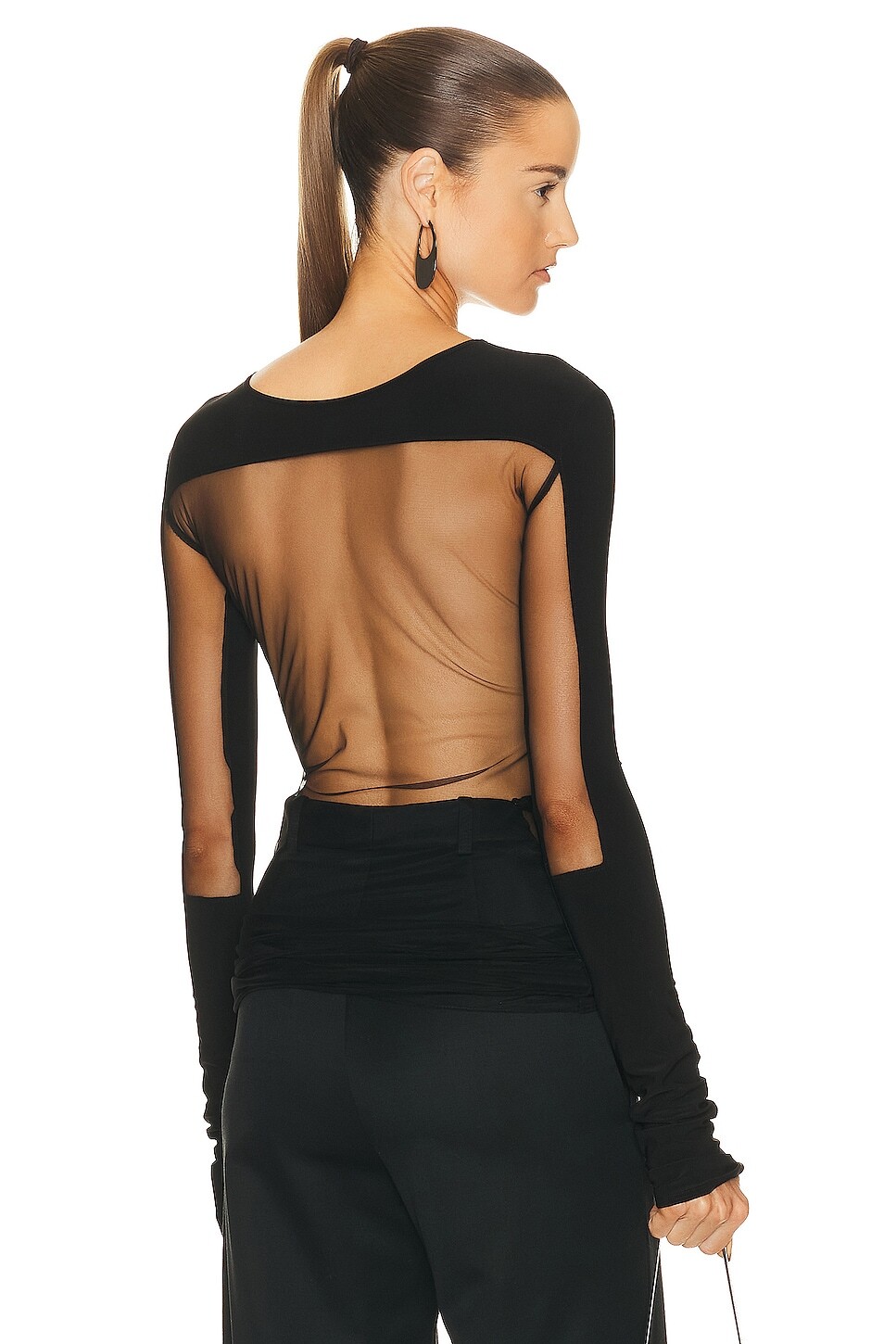 

Топ Grace Ling Square Sheer Cut Out, черный