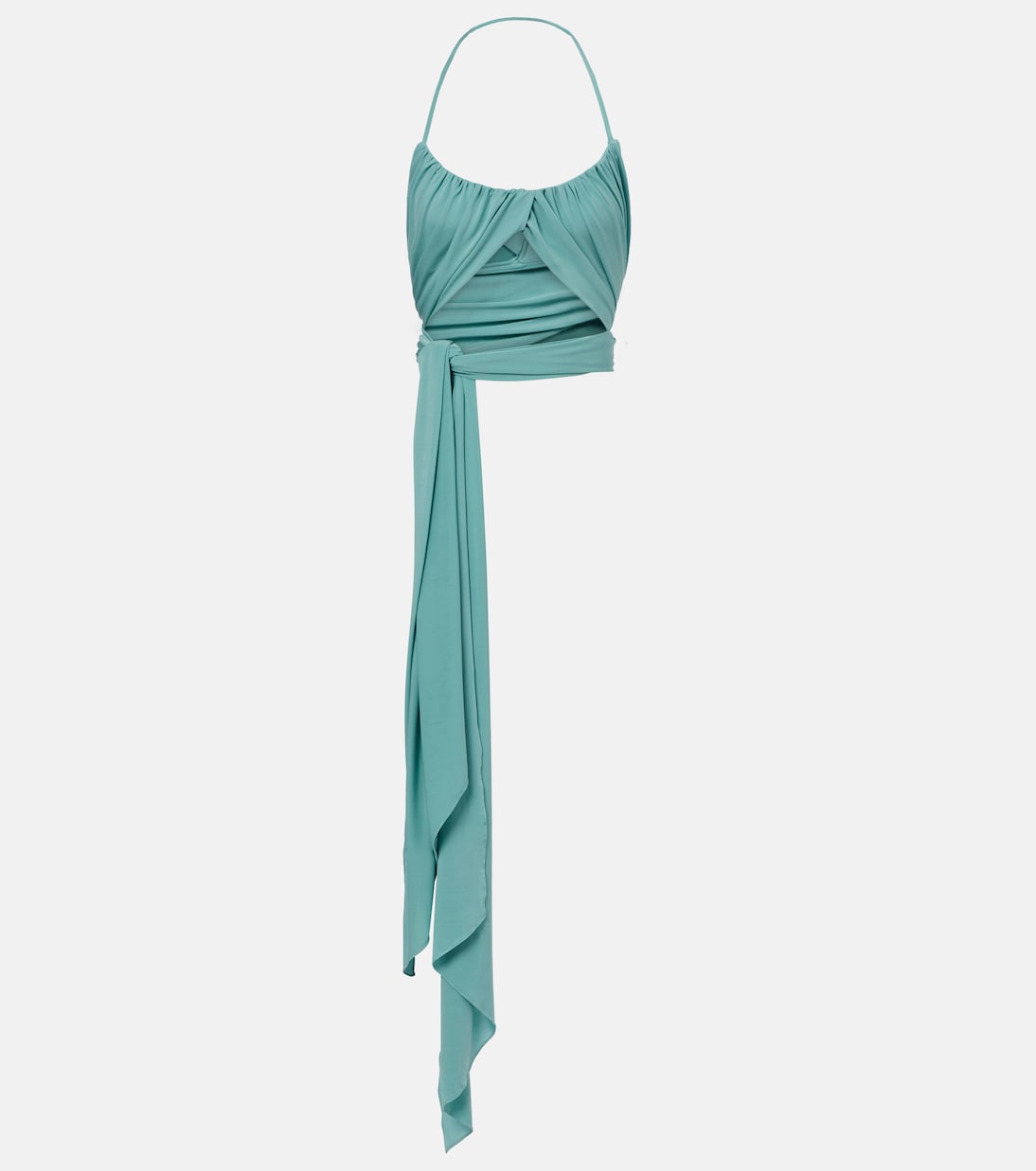 

Облегающий топ на запах с запахом Alaïa, Bleu Ocean